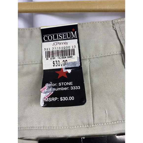 Coliseum Men's Cargo Shorts Size 36 New with Tags Color :Stone - Picture 5 of 12